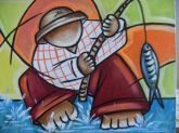 Pescador - Cubista -  80x120cm - Lindo!